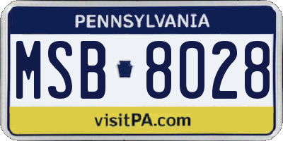 PA license plate MSB8028