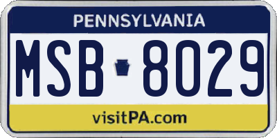 PA license plate MSB8029