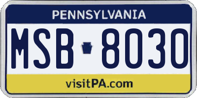 PA license plate MSB8030