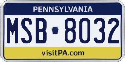 PA license plate MSB8032