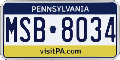 PA license plate MSB8034