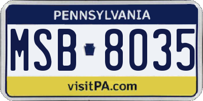 PA license plate MSB8035