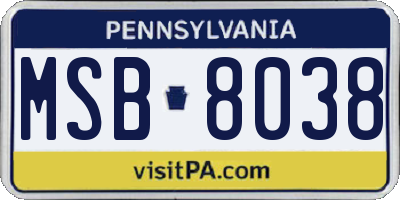 PA license plate MSB8038