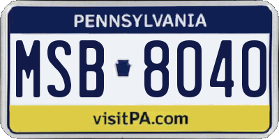 PA license plate MSB8040