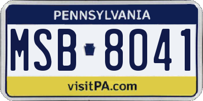 PA license plate MSB8041