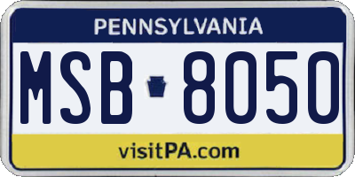 PA license plate MSB8050