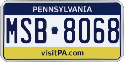 PA license plate MSB8068