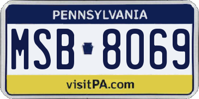 PA license plate MSB8069