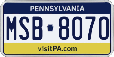 PA license plate MSB8070