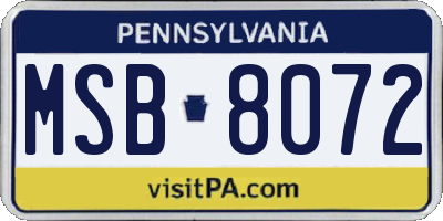 PA license plate MSB8072