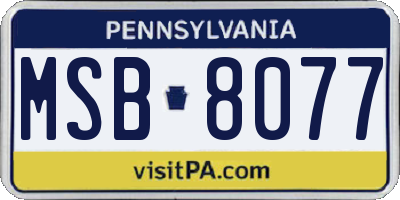 PA license plate MSB8077