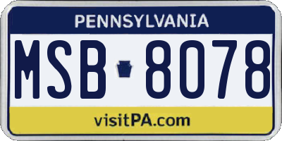 PA license plate MSB8078