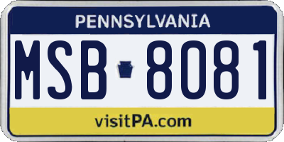 PA license plate MSB8081