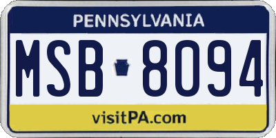 PA license plate MSB8094