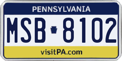 PA license plate MSB8102