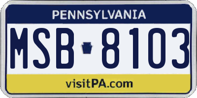 PA license plate MSB8103
