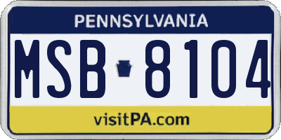 PA license plate MSB8104