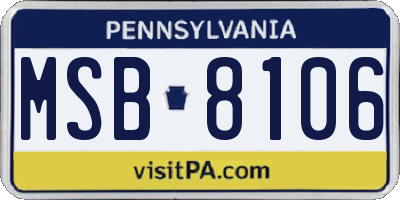 PA license plate MSB8106