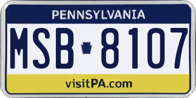 PA license plate MSB8107