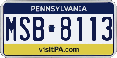 PA license plate MSB8113