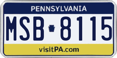 PA license plate MSB8115