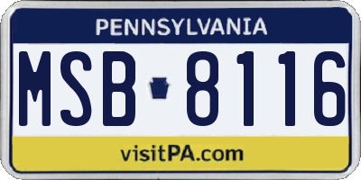 PA license plate MSB8116