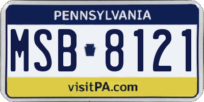 PA license plate MSB8121