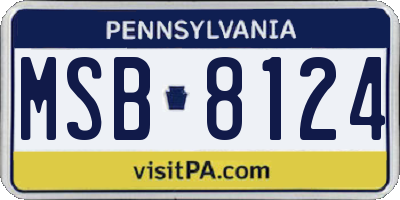 PA license plate MSB8124