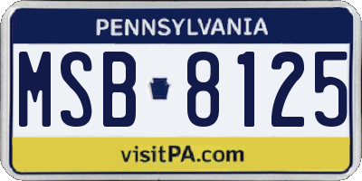 PA license plate MSB8125