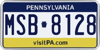 PA license plate MSB8128