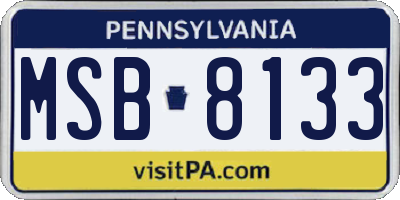 PA license plate MSB8133