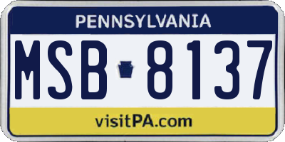 PA license plate MSB8137