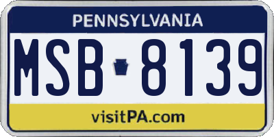PA license plate MSB8139