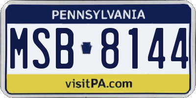 PA license plate MSB8144