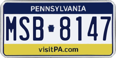 PA license plate MSB8147
