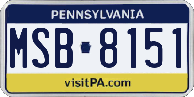 PA license plate MSB8151