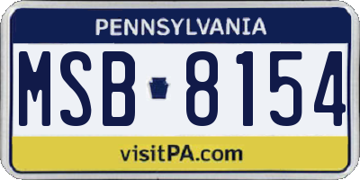 PA license plate MSB8154