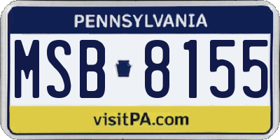 PA license plate MSB8155