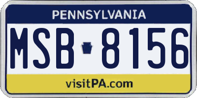 PA license plate MSB8156