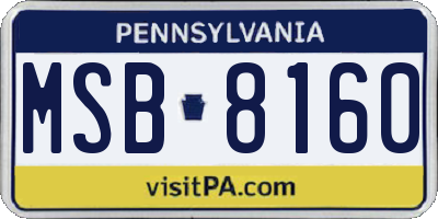 PA license plate MSB8160