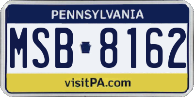 PA license plate MSB8162