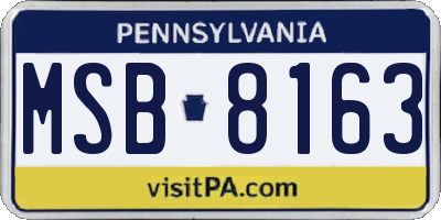 PA license plate MSB8163
