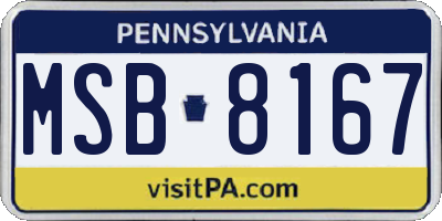 PA license plate MSB8167