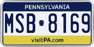 PA license plate MSB8169