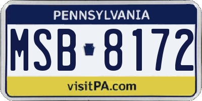 PA license plate MSB8172