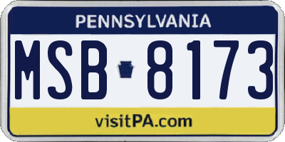 PA license plate MSB8173