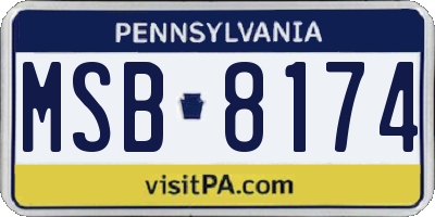 PA license plate MSB8174