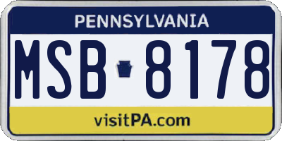 PA license plate MSB8178