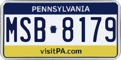 PA license plate MSB8179