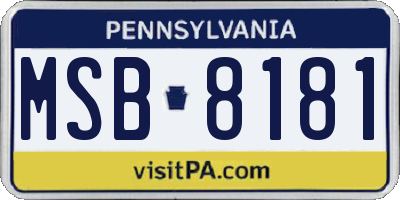 PA license plate MSB8181